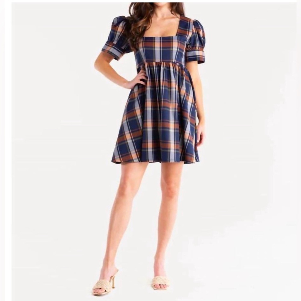 SEDGE ivy dress in academia plaid square neck size small